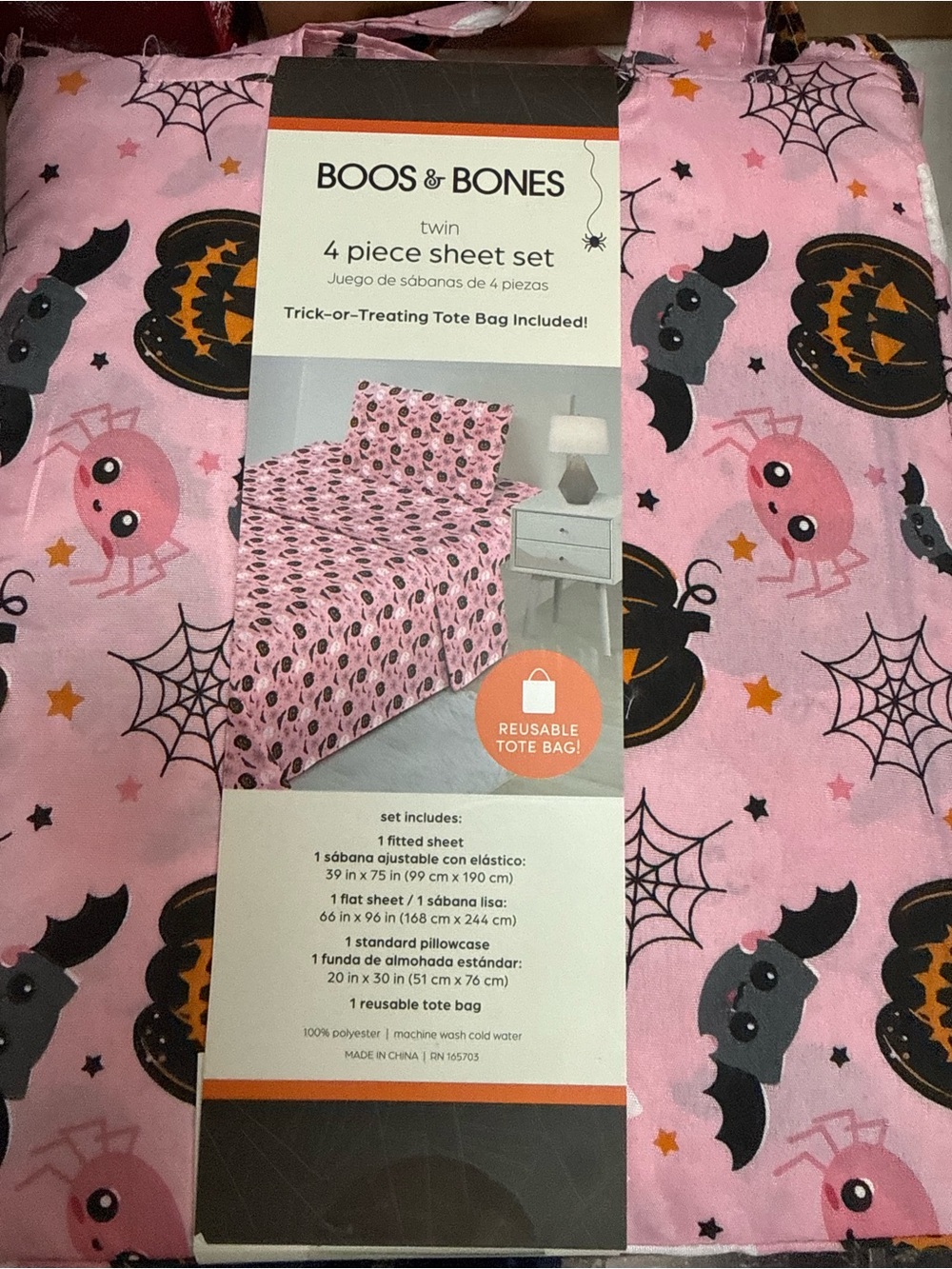 Pink Twin Halloween Sheet Set - 4 Piece